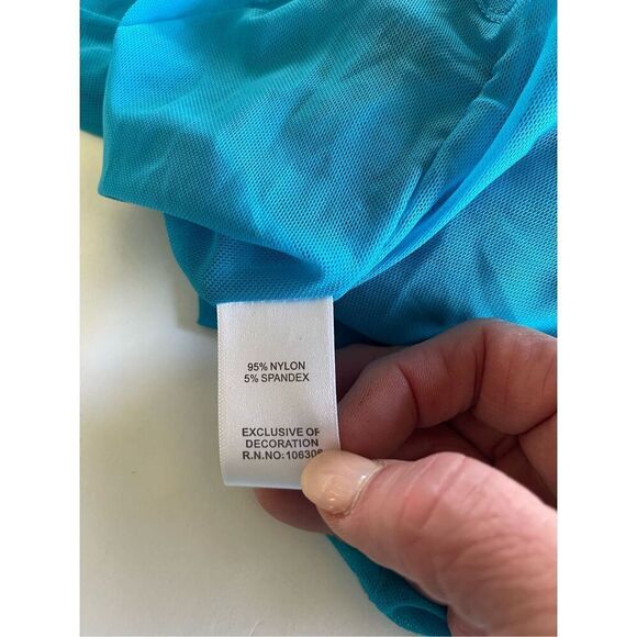 Berek Women's Sheer Padded Crew Neck Short Sleeve Shirt Blue Size Medium - Picture 4 of 5